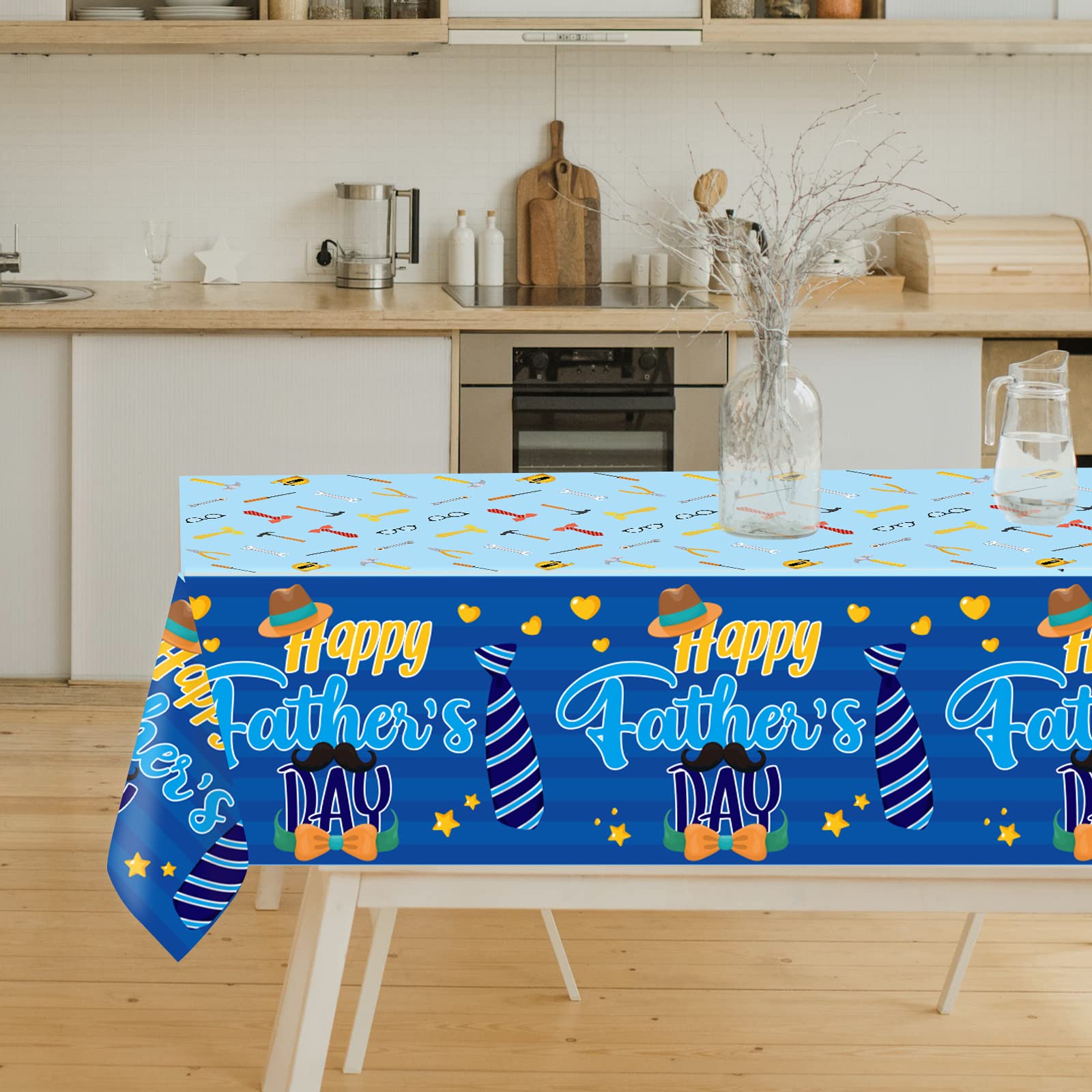 Fathers Day Tablecloth 3 Pack Plastic Happy Father’s Day Decorations Table Cloth for Dad Men Home Family Party Dinner Decoration Supplies - Image 5