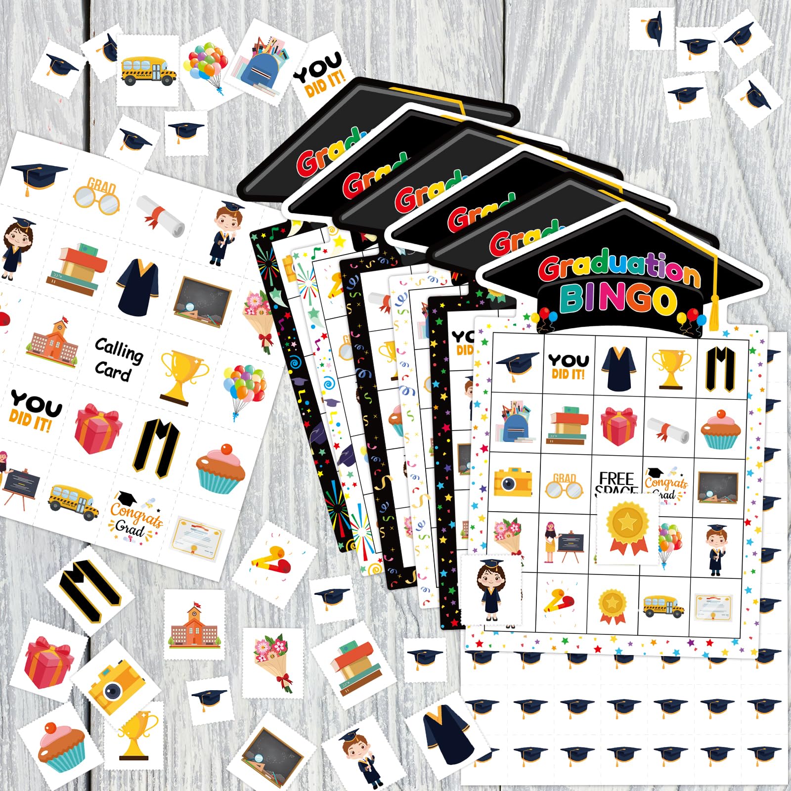 Graduation Bingo Games Cards Congrats Grad Game for 24 Players Class of 2026 Family Bingo for Boys Girls Kids Adults Classroom Activities Kindergarten Preschool High School College Party Supplies - Image 3