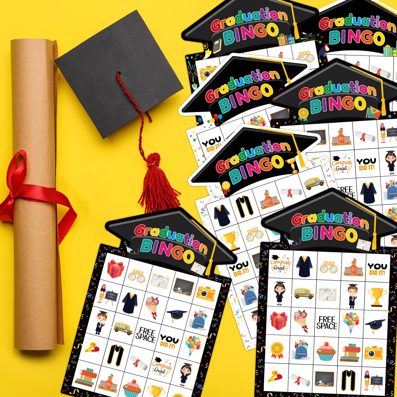 Graduation Bingo Games Cards Congrats Grad Game for 24 Players Class of 2026 Family Bingo for Boys Girls Kids Adults Classroom Activities Kindergarten Preschool High School College Party Supplies - Image 5