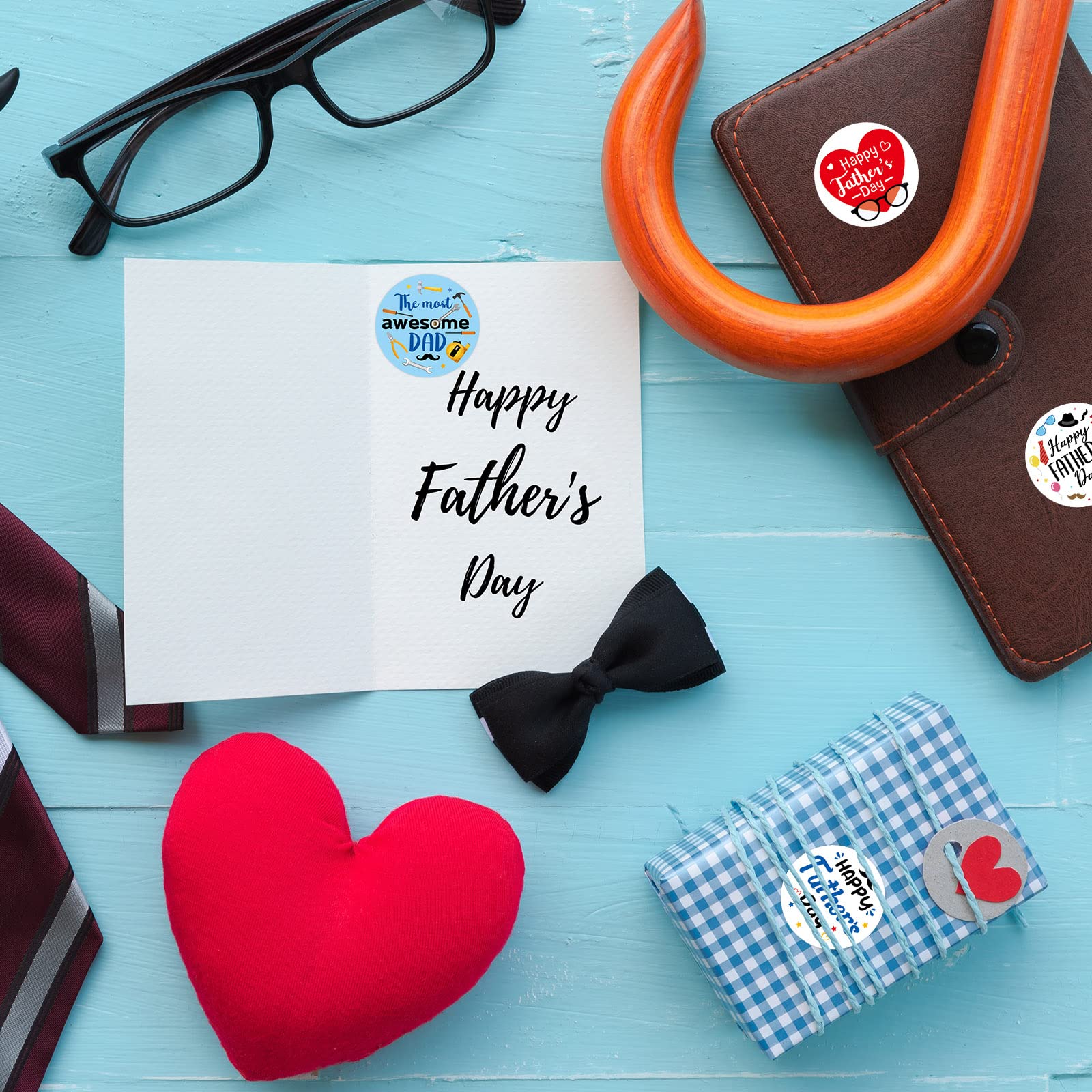 Happy Fathers Day Stickers 500 Pcs 1.5 Inches Dad Round Sticker Labels Roll for Greeting Cards Envelopes Seals Cookies Box Wrapping Decorations Father’s Day Party Decor Favor Supplies - Image 4