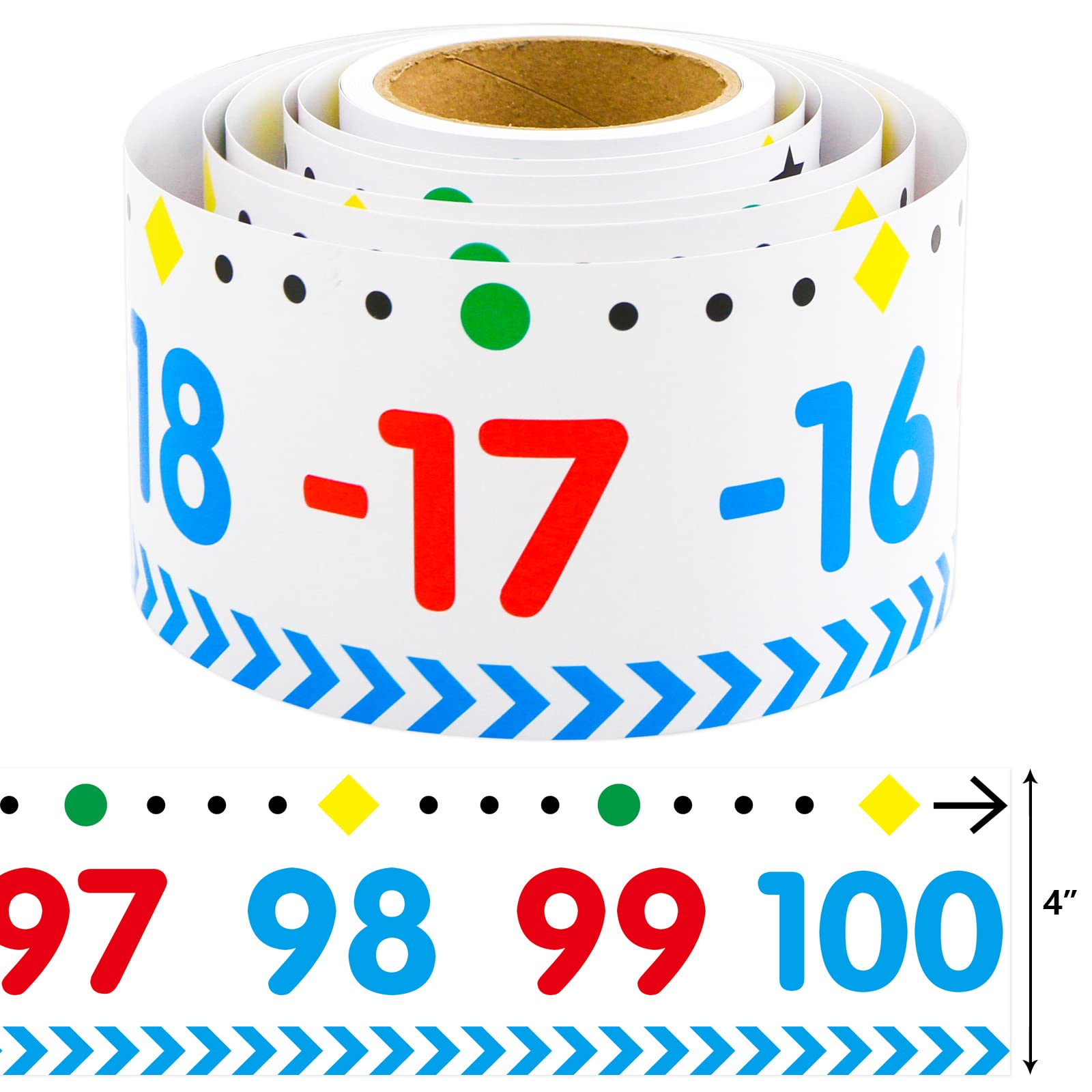 Number Line for Classroom Wall Number Line Bulletin Board Border -20 to 100 Straight Border Trim Back to School Decorations Math Class Teacher Supplies - Image 3