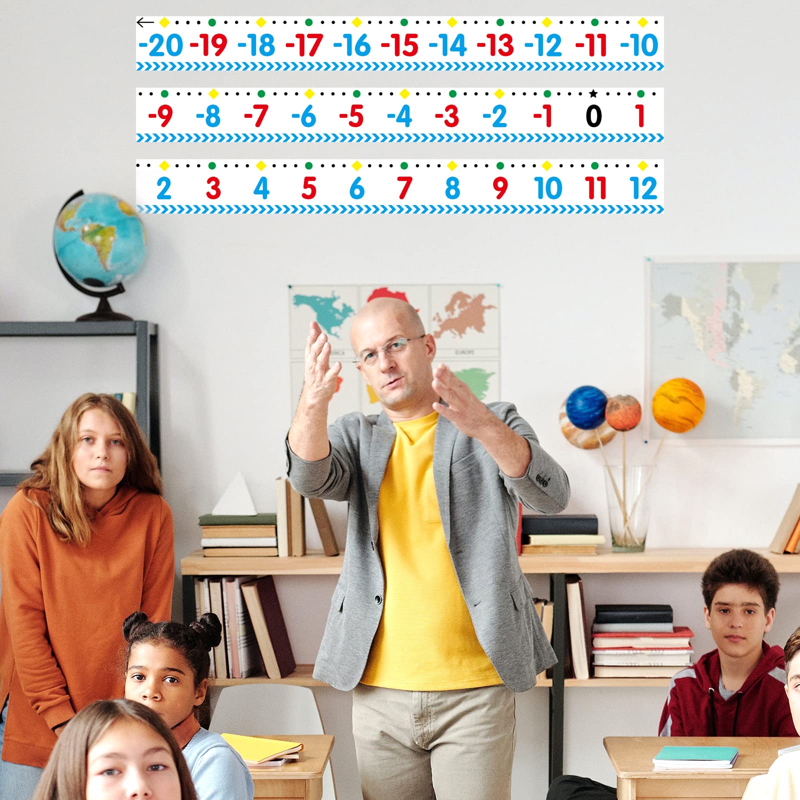 Number Line for Classroom Wall Number Line Bulletin Board Border -20 to 100 Straight Border Trim Back to School Decorations Math Class Teacher Supplies - Image 5